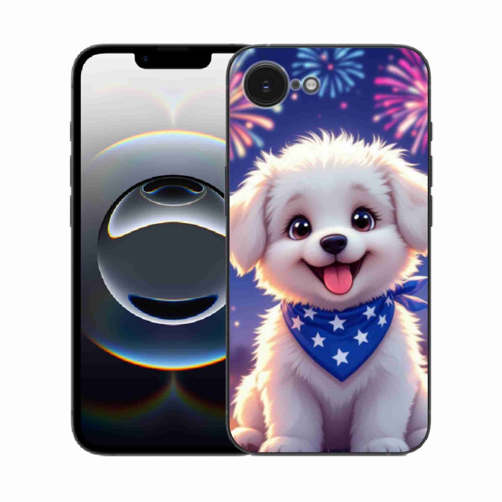 Gélový kryt mmCase na iPhone 16e - slávnostné šteňa