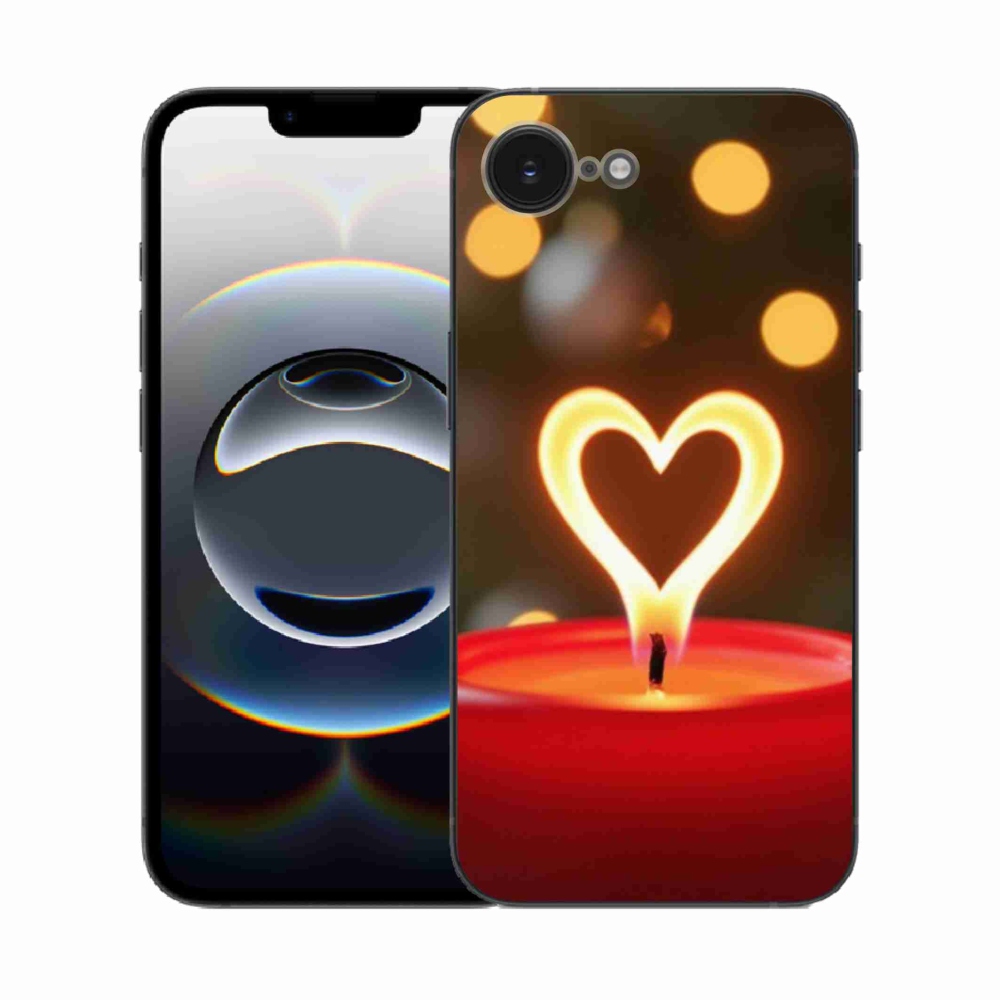 Gélový kryt mmCase na iPhone 16e - srdce z plameňa