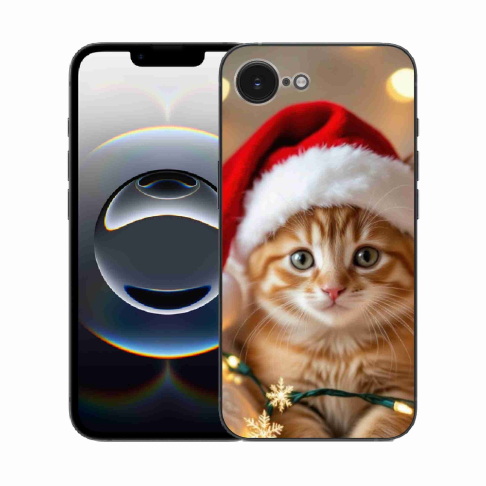 Gélový kryt mmCase na iPhone 16e - vianočné mačiatko