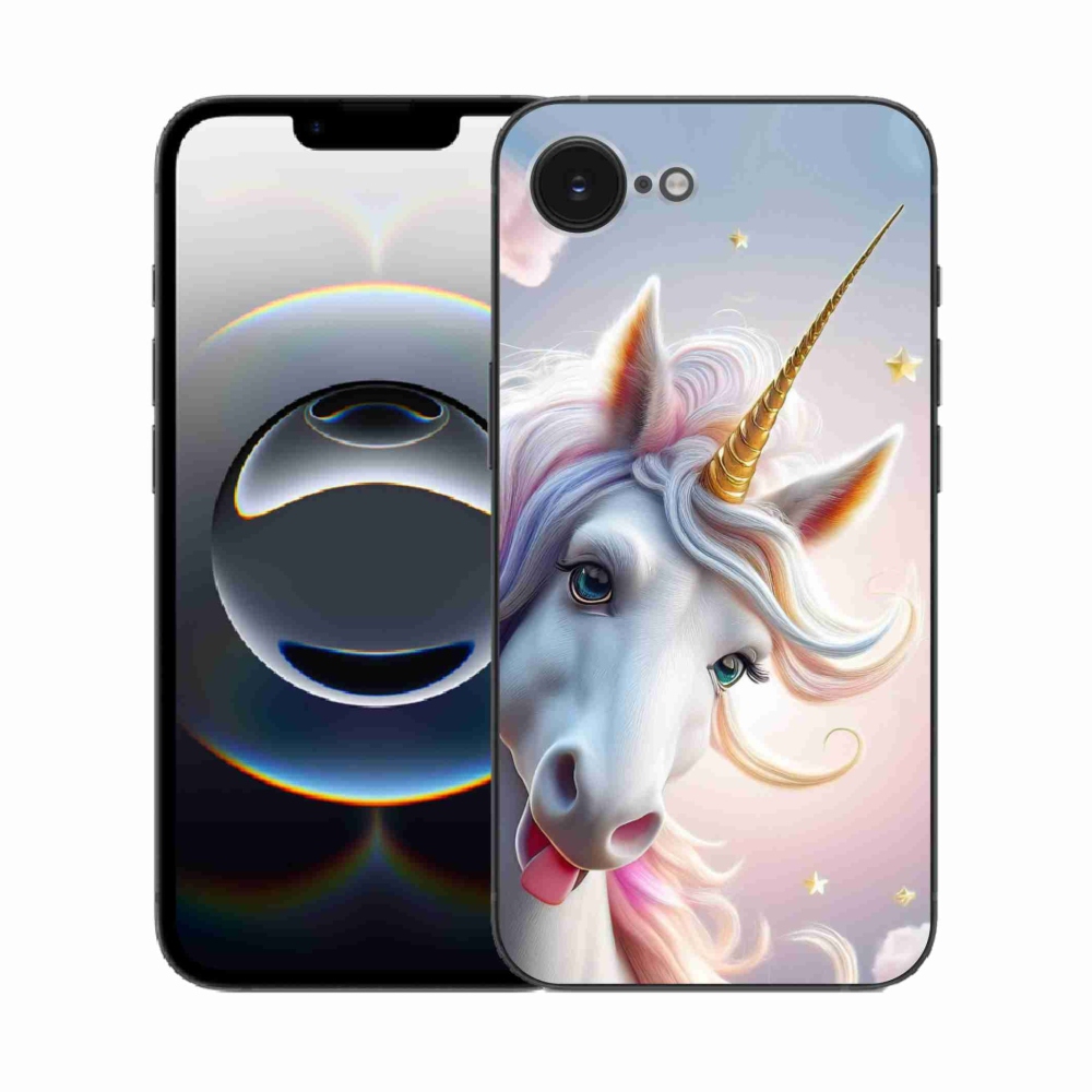 Gélový kryt mmCase na iPhone 16e - veselý jednorožec
