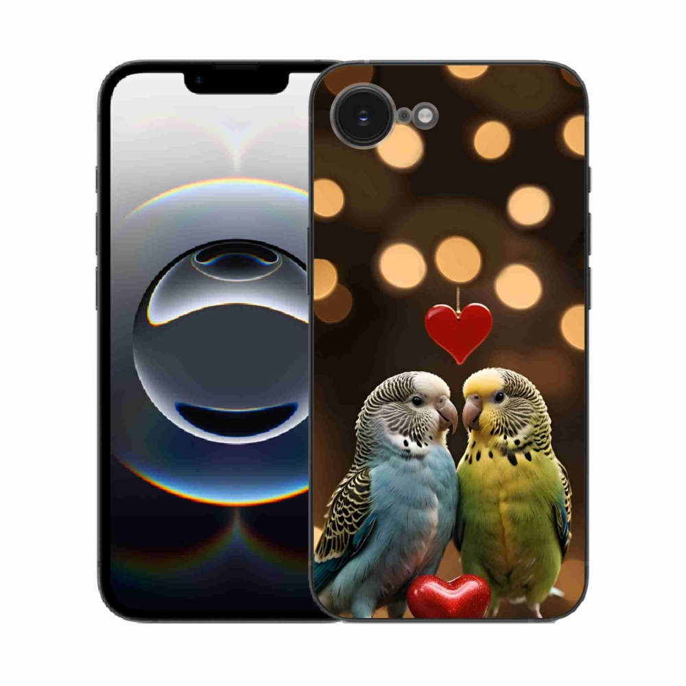 Gélový kryt mmCase na iPhone 16e - zamilovaní papagáje
