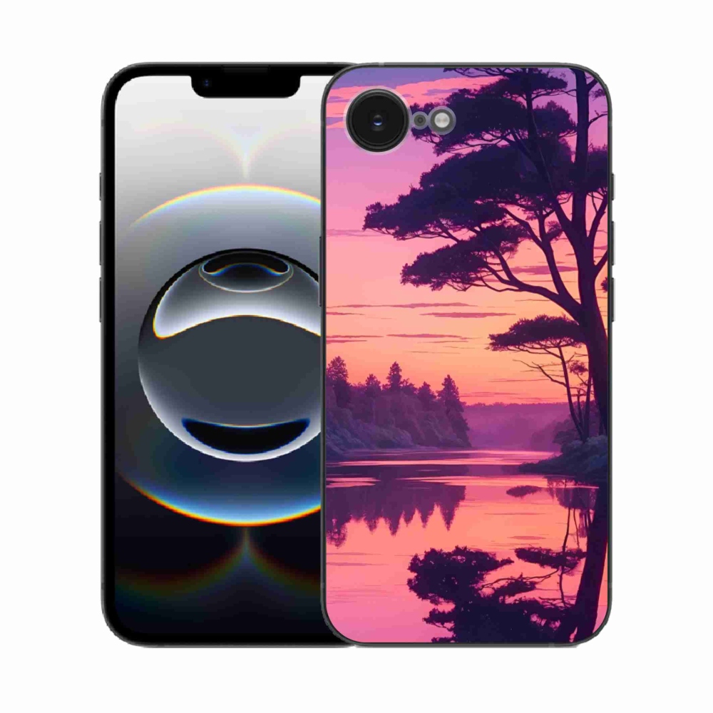 Gélový kryt mmCase na iPhone 16e - západ slnka nad jazerom