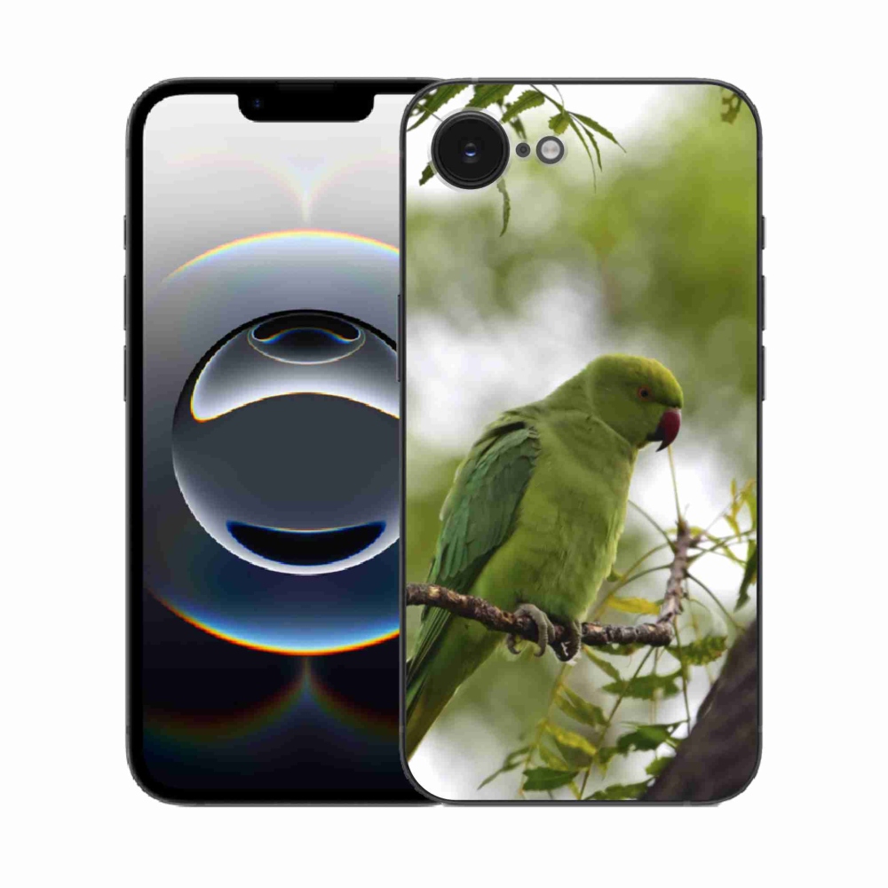 Gélový kryt mmCase na iPhone 16e - zelený papagáj