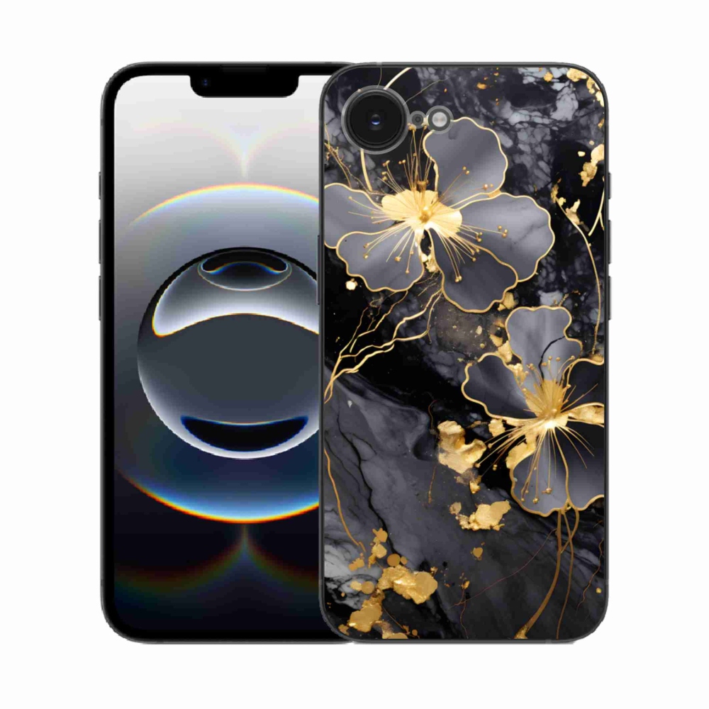 Gélový kryt mmCase na iPhone 16e - zlaté kvety