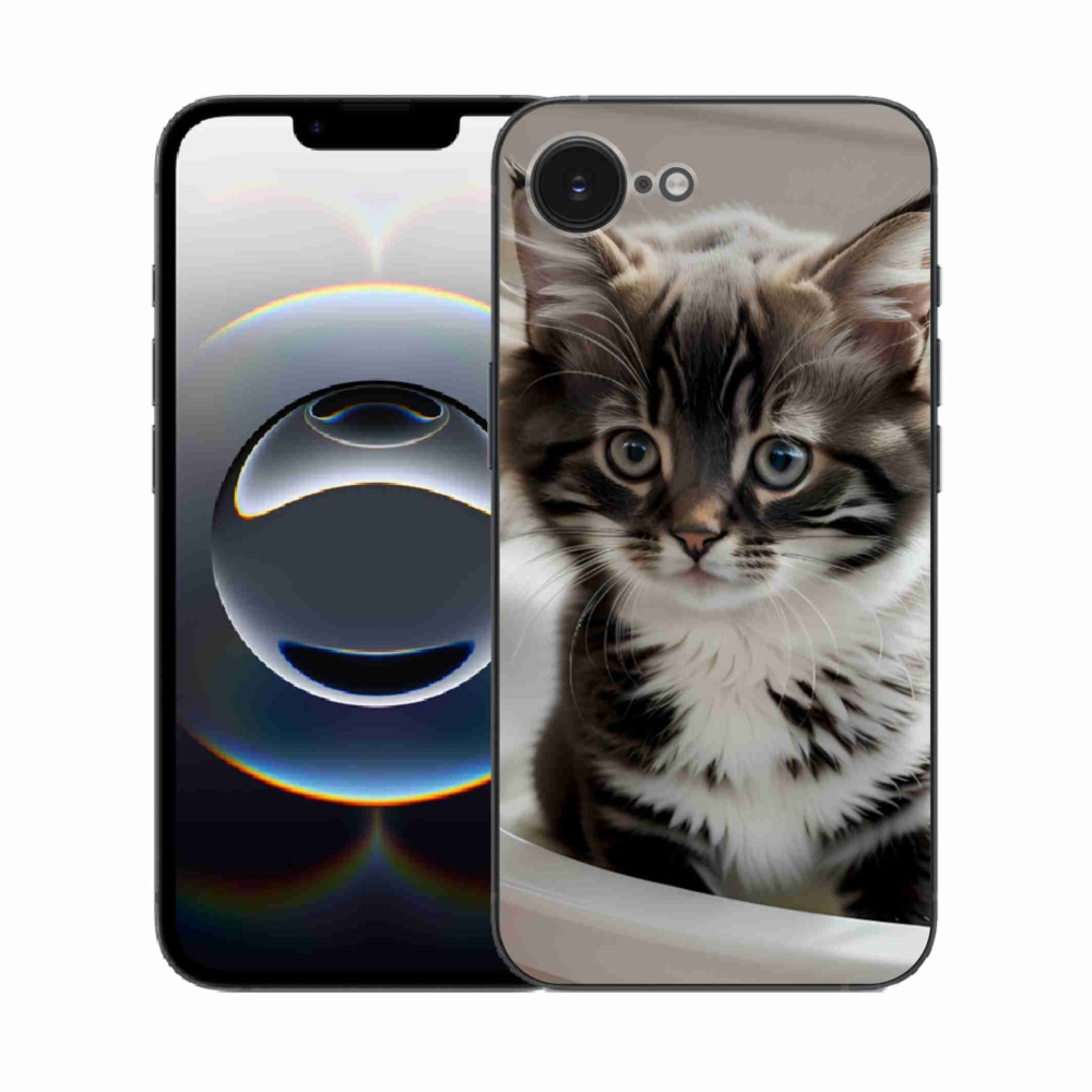 Gélový kryt mmCase na iPhone 16e - zvedavé mačiatko