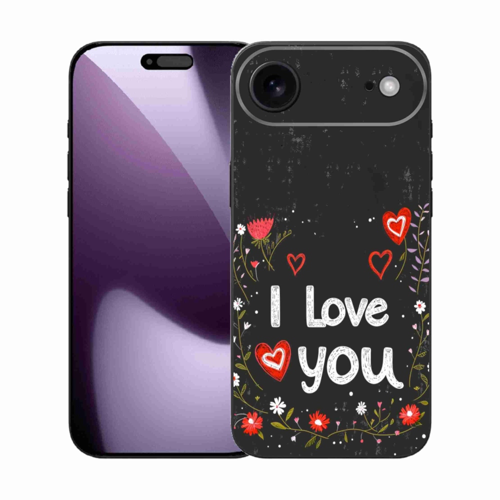 Gélový kryt mmCase na iPhone 17 Air - I love you čierne pozadie