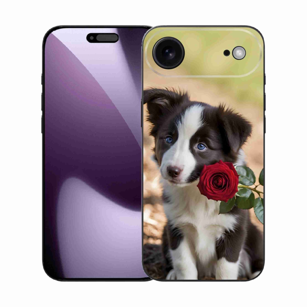 Gélový kryt mmCase na iPhone 17 Air - roztomilá border kólia s ružou