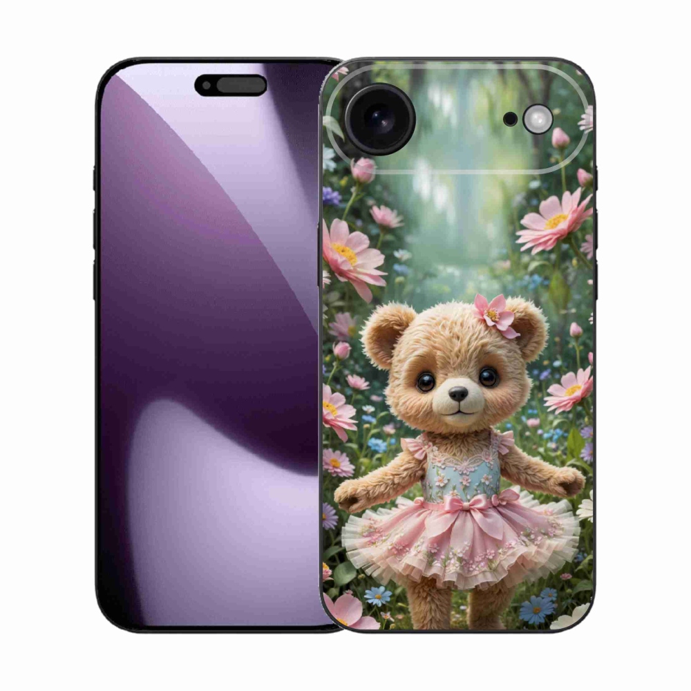Gélový kryt mmCase na iPhone 17 Air - roztomilý medvedík v kvetoch