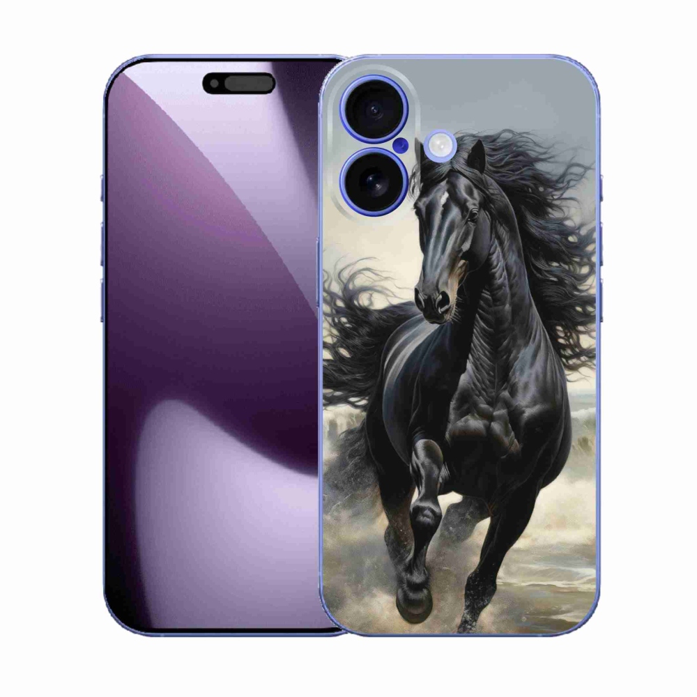 Gélový kryt mmCase na iPhone 17 - bežiaci čierny kôň