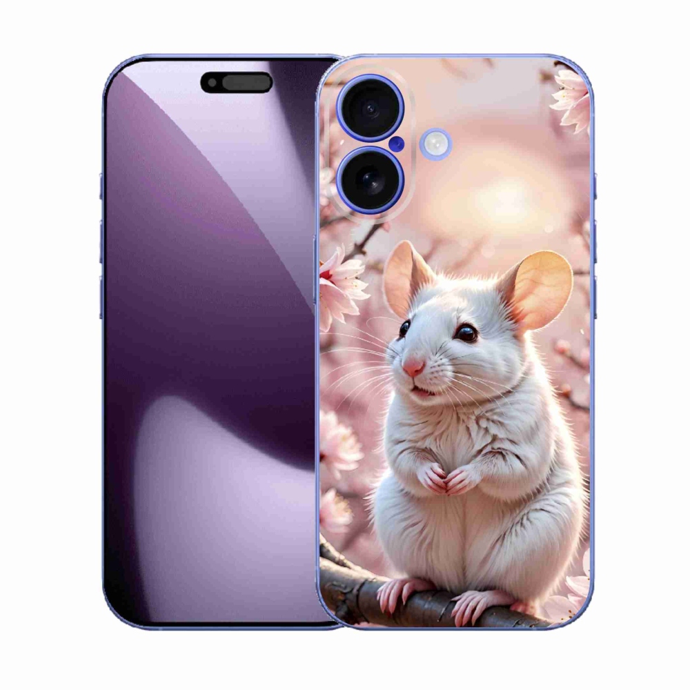 Gélový kryt mmCase na iPhone 17 - biela myš na vetve