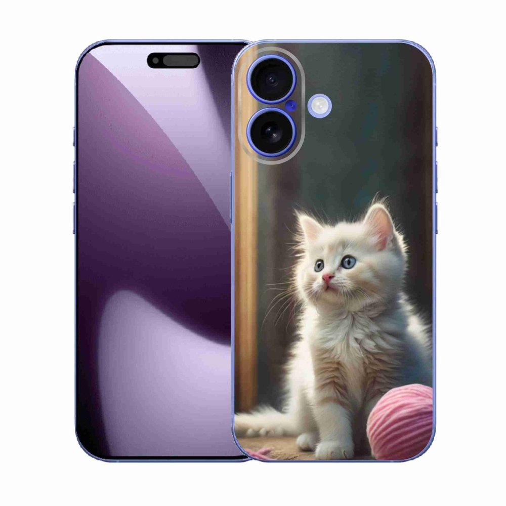 Gélový kryt mmCase na iPhone 17 - biele mačiatko 2