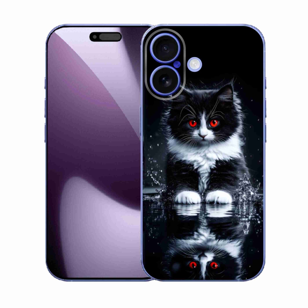 Gélový kryt mmCase na iPhone 17 - čiernobiele mačiatko