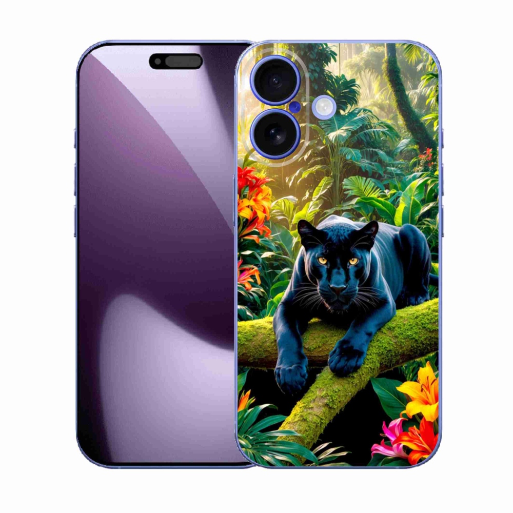 Gélový kryt mmCase na iPhone 17 - čierny panter v džungli