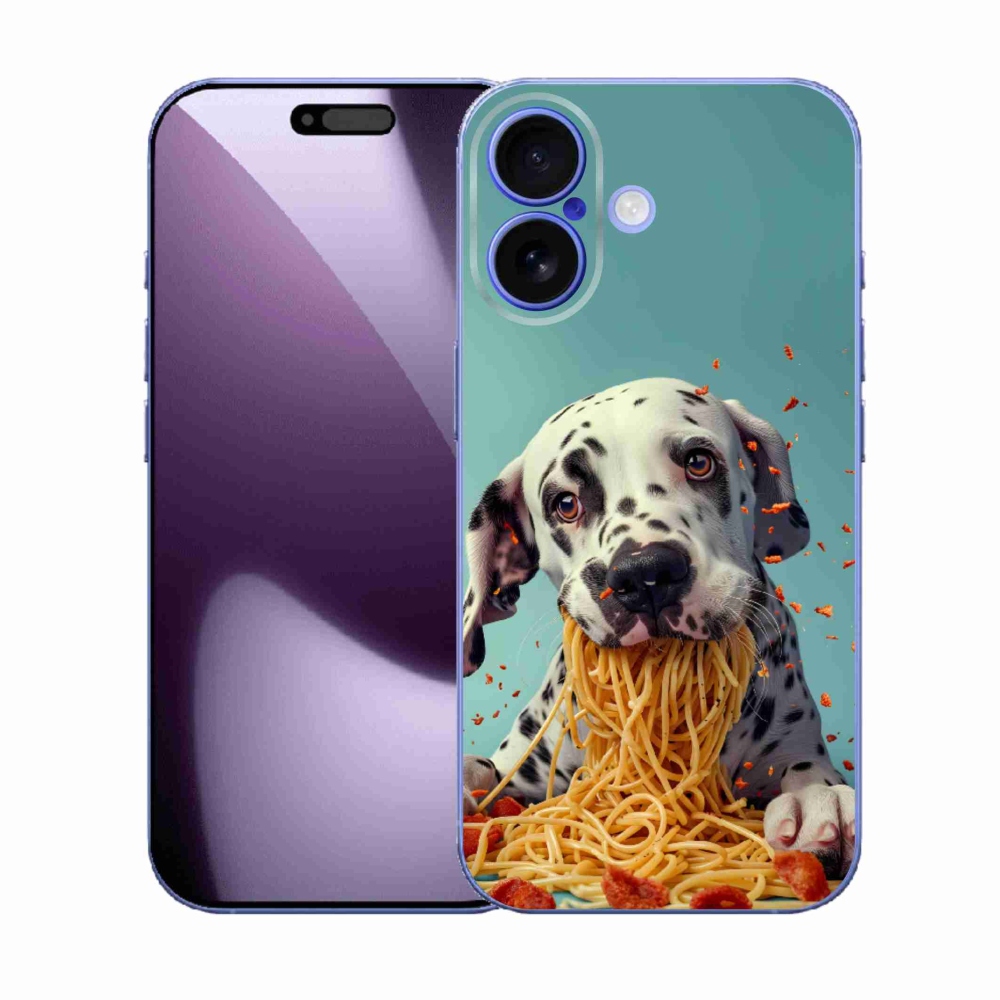 Gélový kryt mmCase na iPhone 17 - dalmatín a špagety