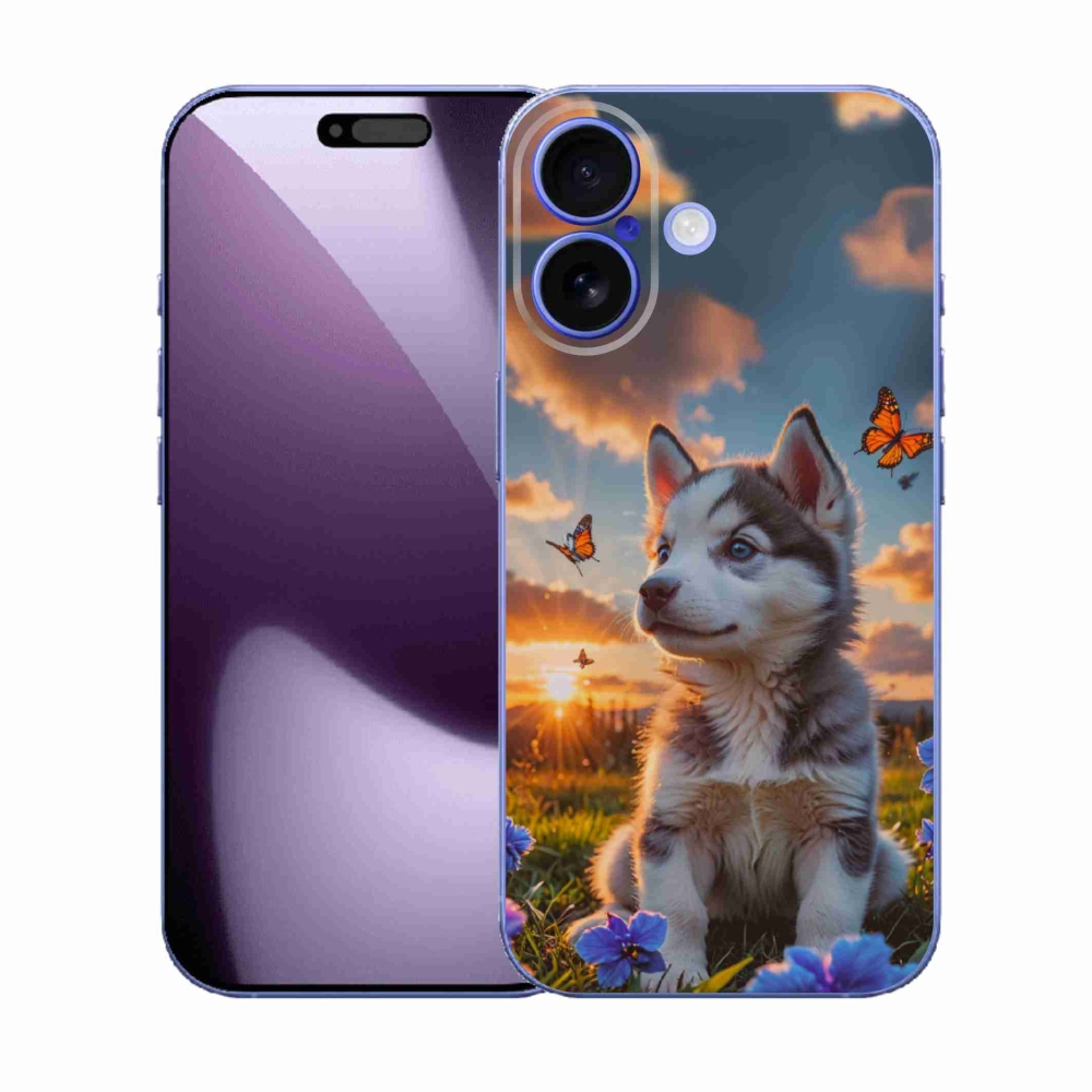 Gélový kryt mmCase na iPhone 17 - husky pri západe slnka