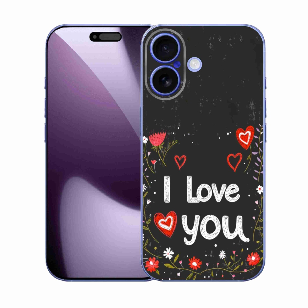 Gélový kryt mmCase na iPhone 17 - I love you čierne pozadie