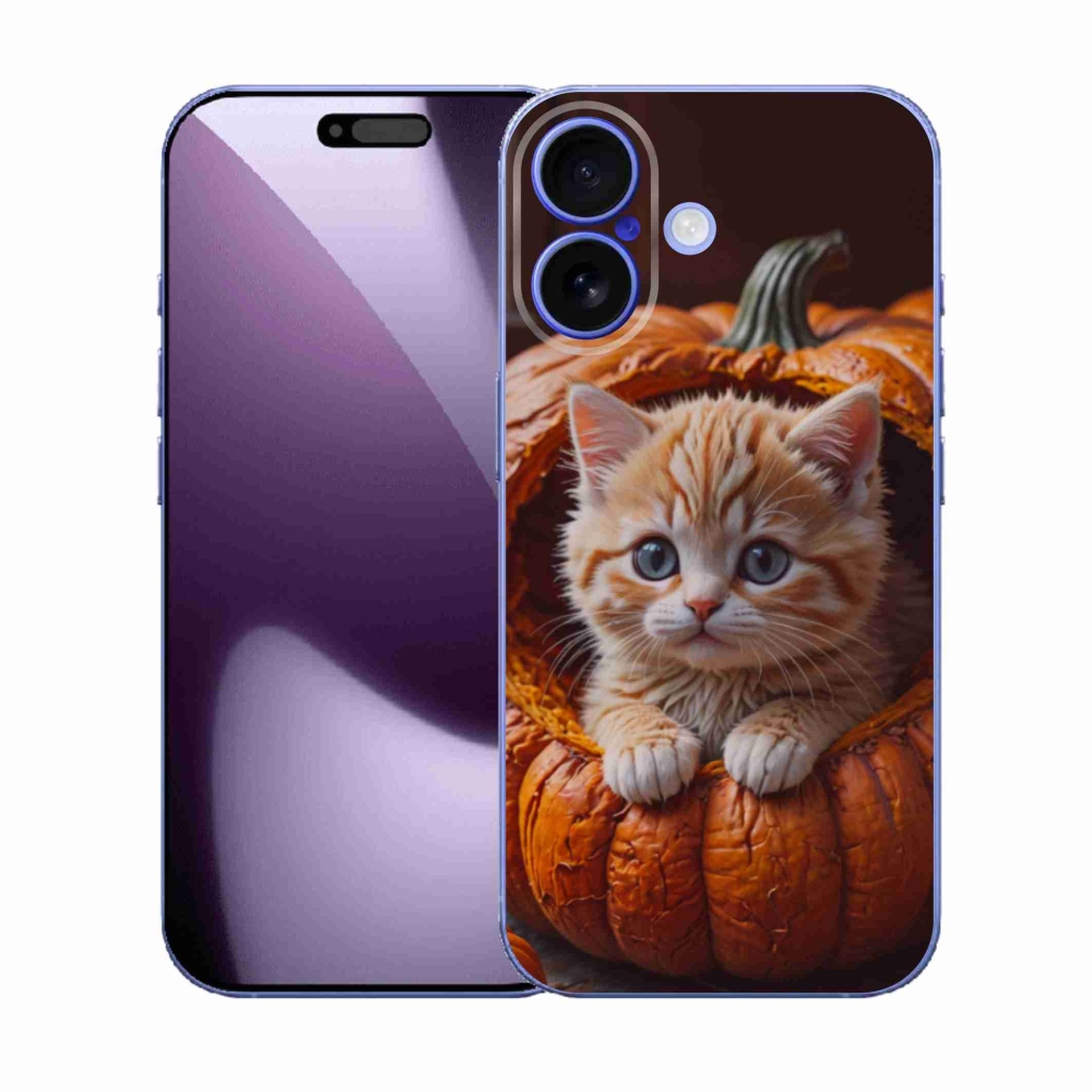 Gélový kryt mmCase na iPhone 17 - mačiatko a tekvica 2