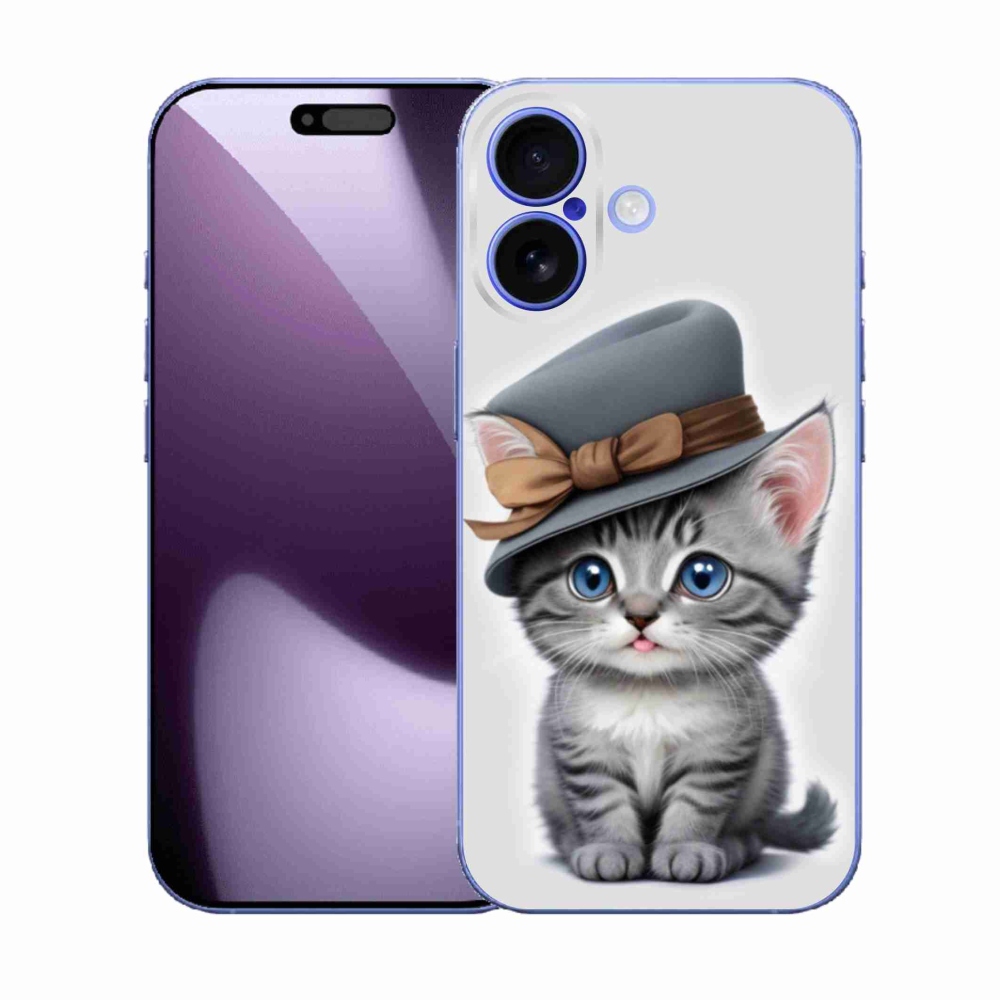 Gélový kryt mmCase na iPhone 17 - mačiatko s klobúkom