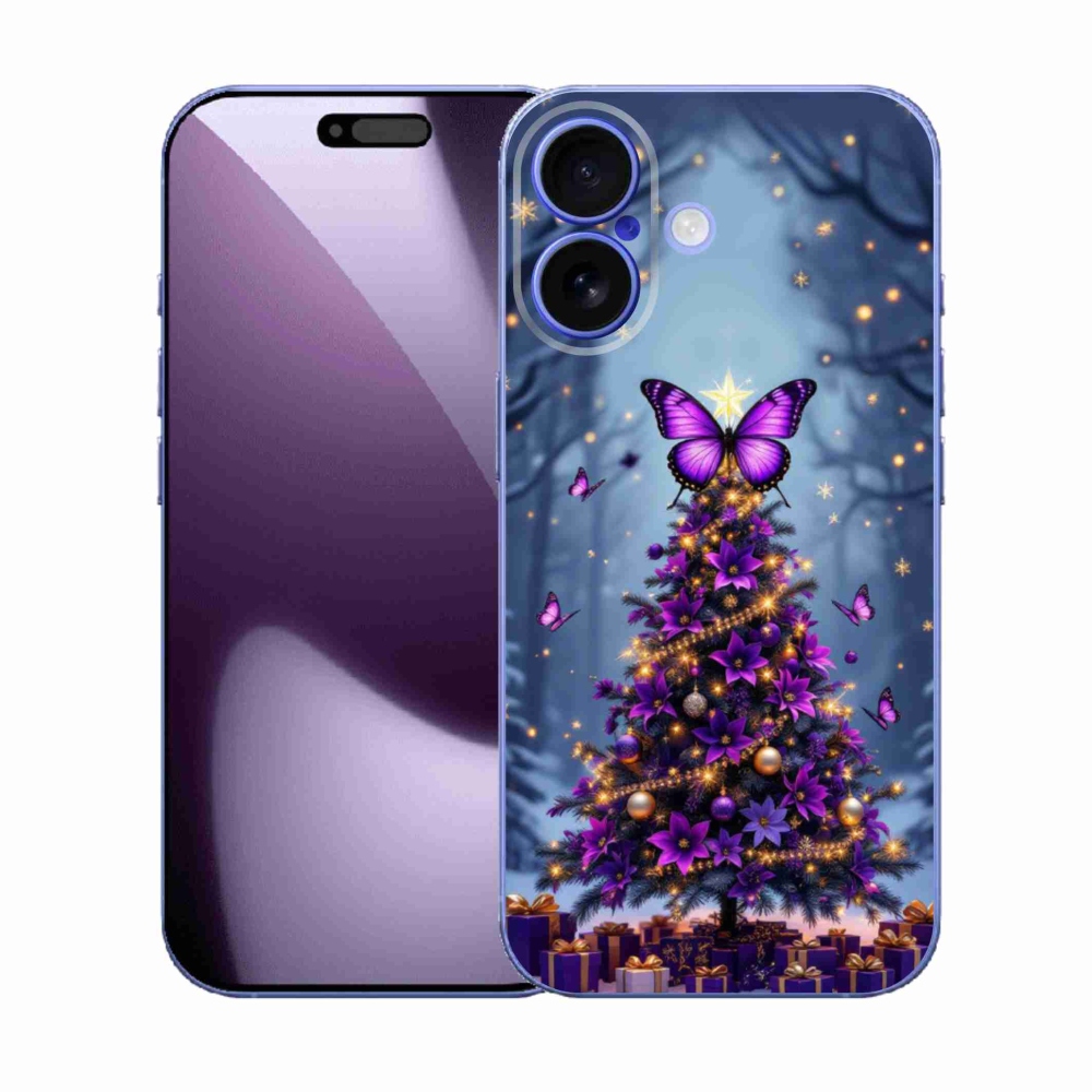Gélový kryt mmCase na iPhone 17 - motýlí vianočný stromček