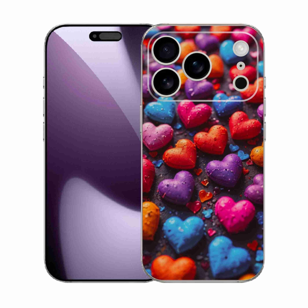 Gélový kryt mmCase na iPhone 17 Pro - farebné srdcia