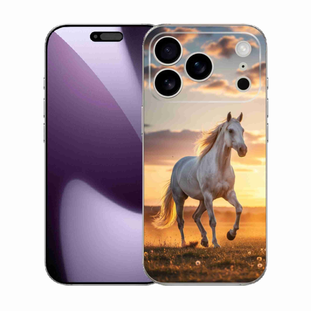 Gélový kryt mmCase na iPhone 17 Pro - bežiaci biely kôň 2