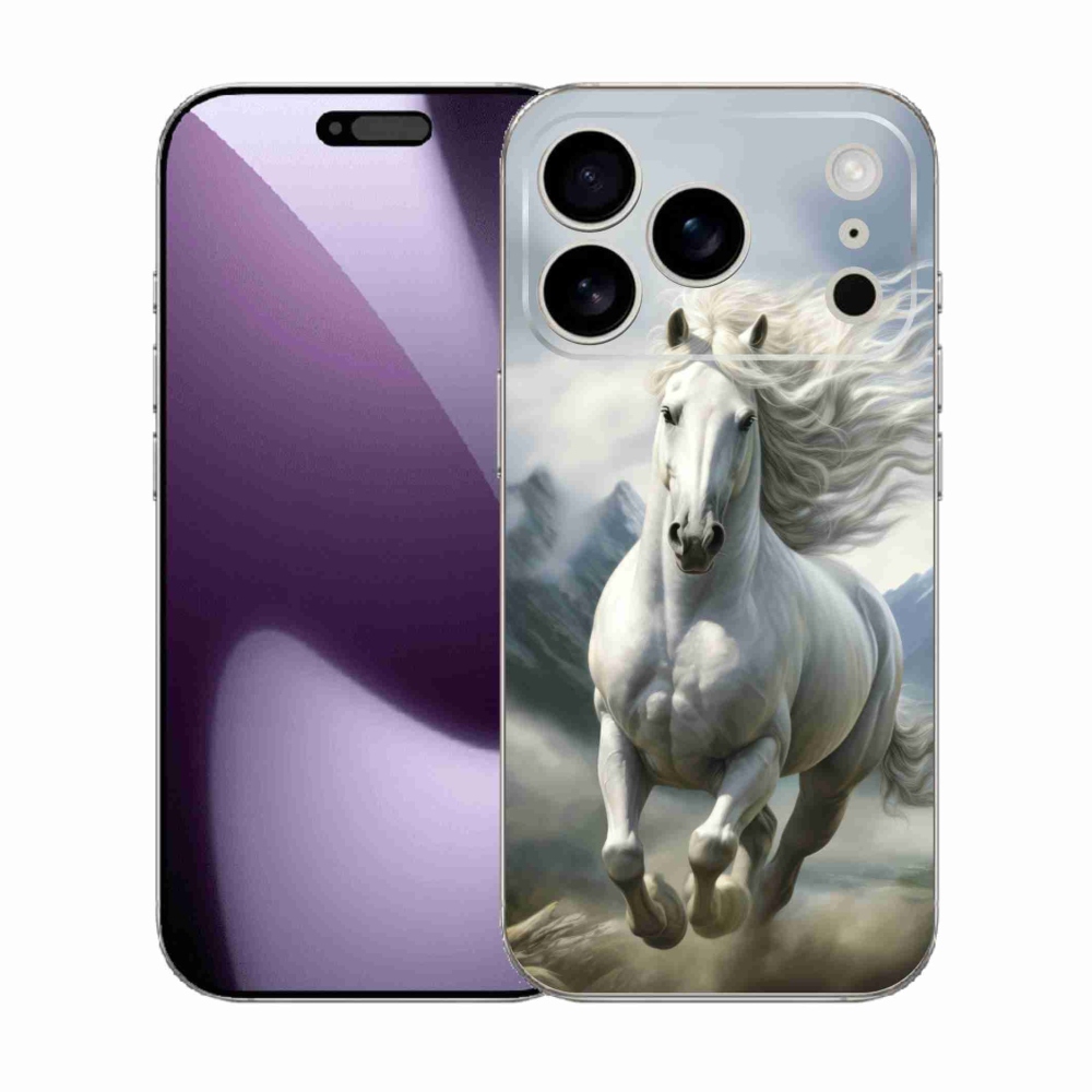 Gélový kryt mmCase na iPhone 17 Pro - bežiaci biely kôň 3