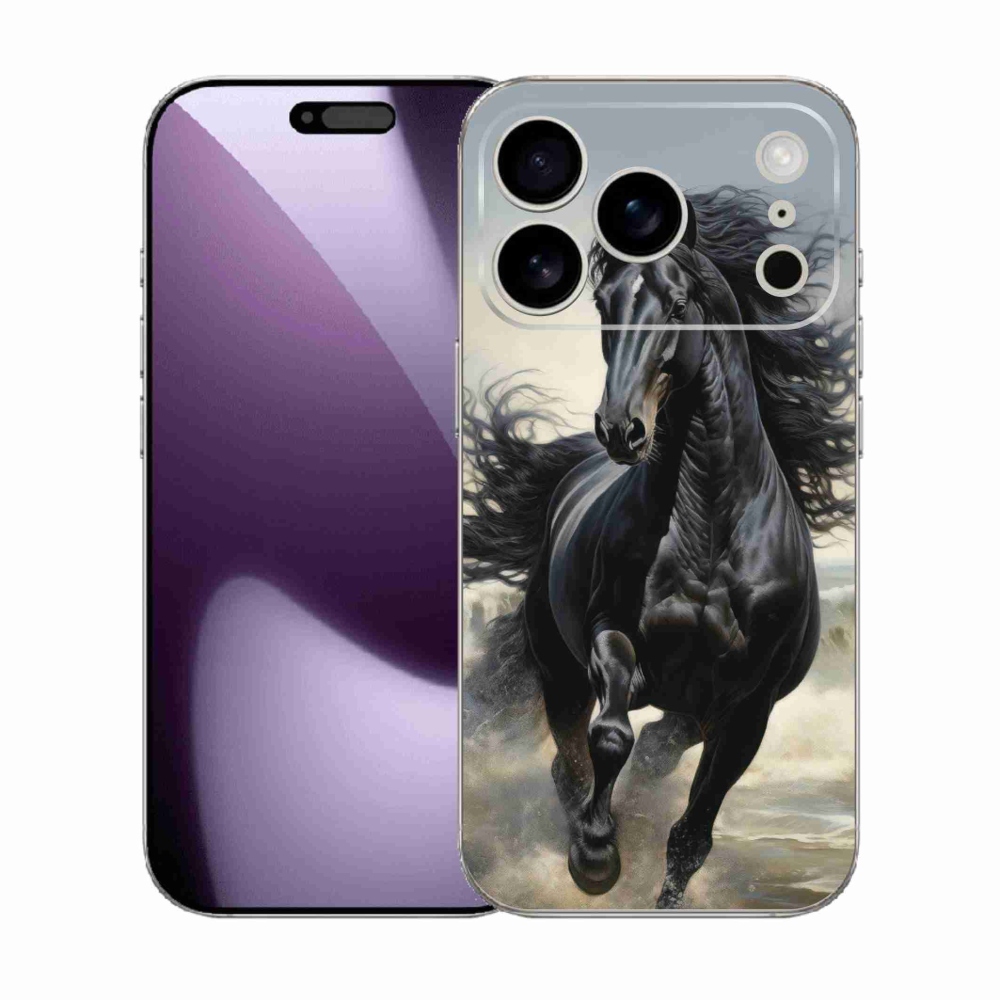 Gélový kryt mmCase na iPhone 17 Pro - bežiaci čierny kôň