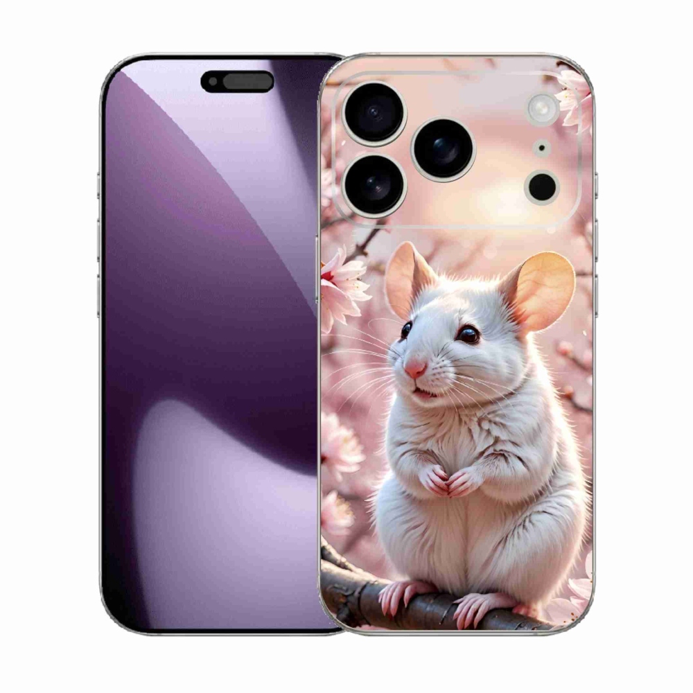Gélový kryt mmCase na iPhone 17 Pro - biela myš na vetve