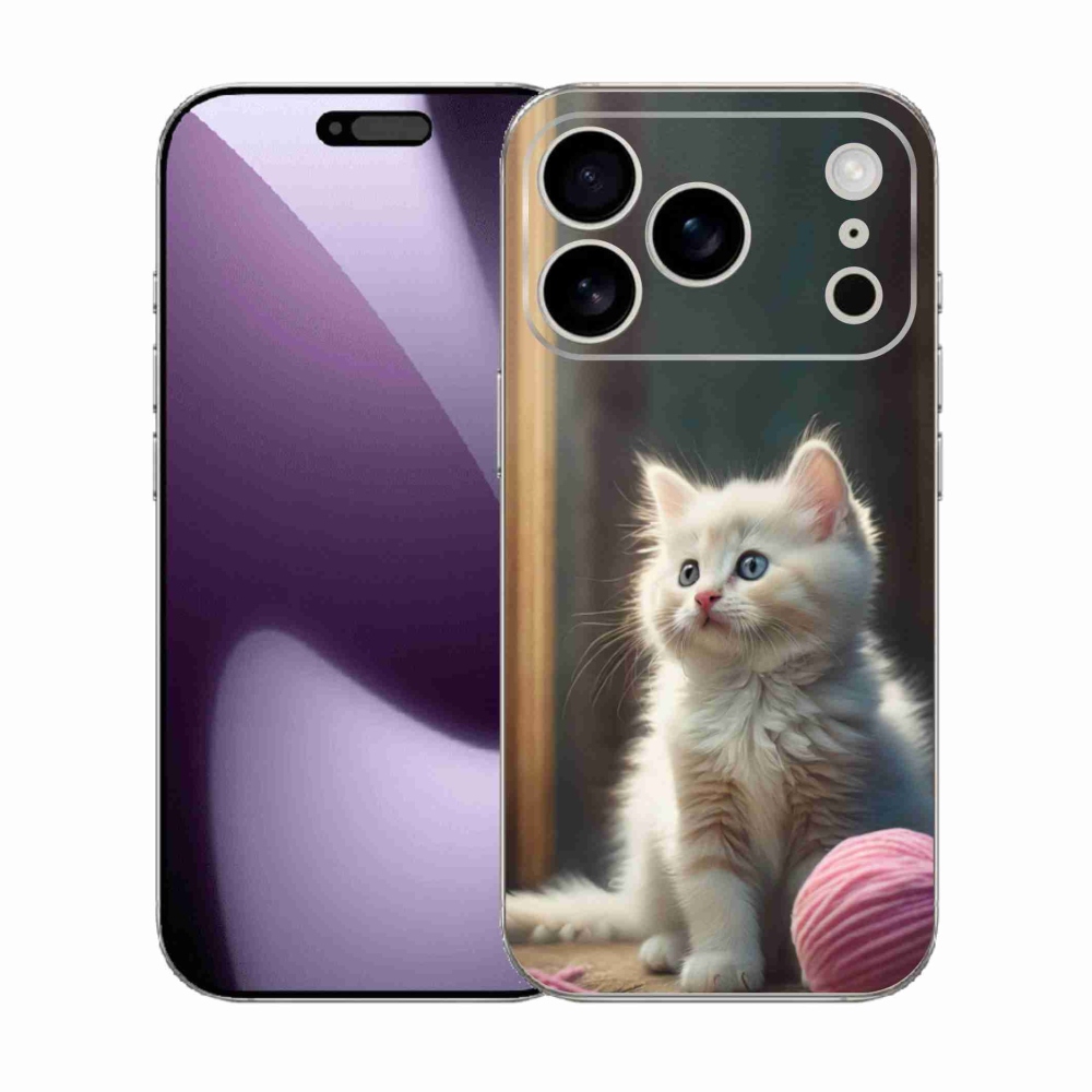 Gélový kryt mmCase na iPhone 17 Pro - biele mačiatko 2