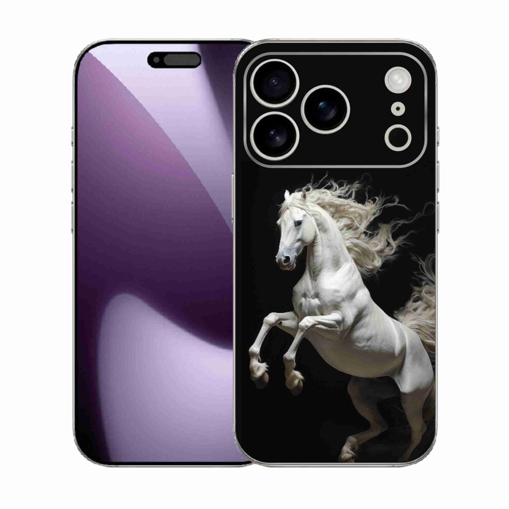 Gélový kryt mmCase na iPhone 17 Pro - biely kôň 4