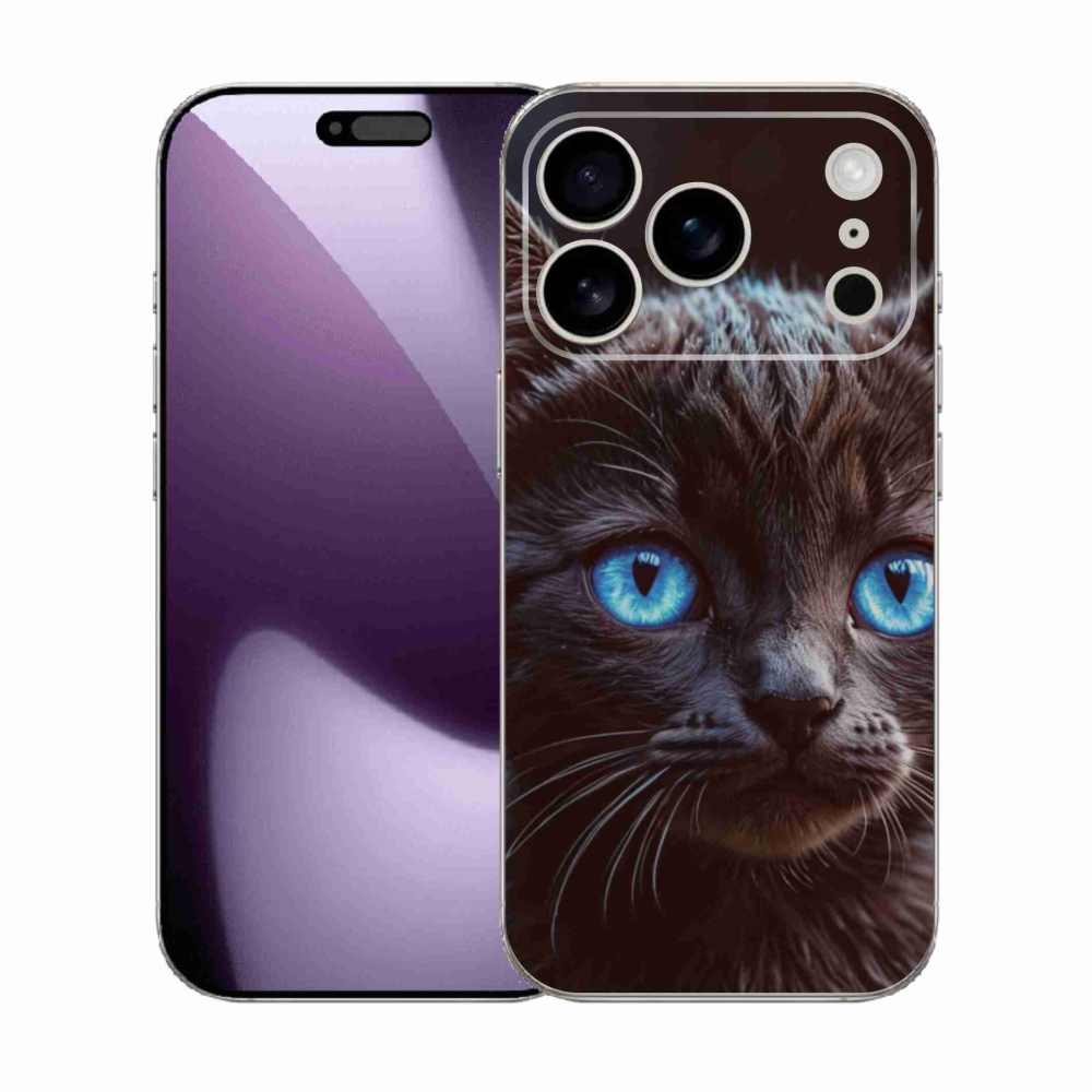 Gélový kryt mmCase na iPhone 17 Pro - čierne mačiatko 2
