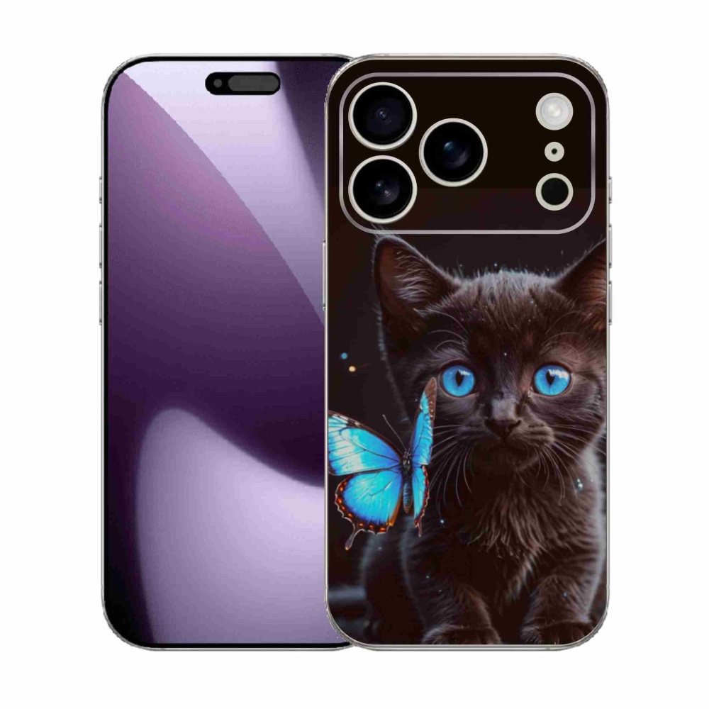 Gélový kryt mmCase na iPhone 17 Pro - čierne mačiatko 3