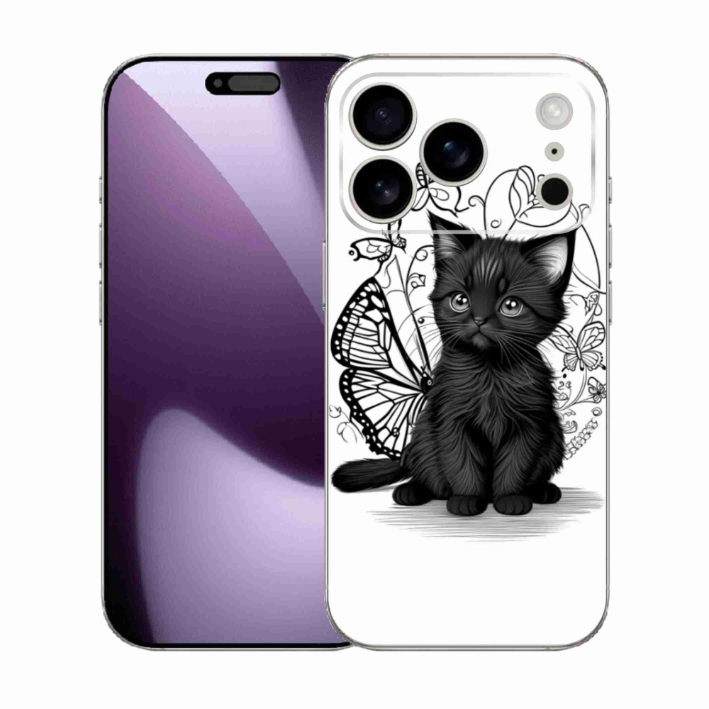 Gélový kryt mmCase na iPhone 17 Pro - čierne mačiatko