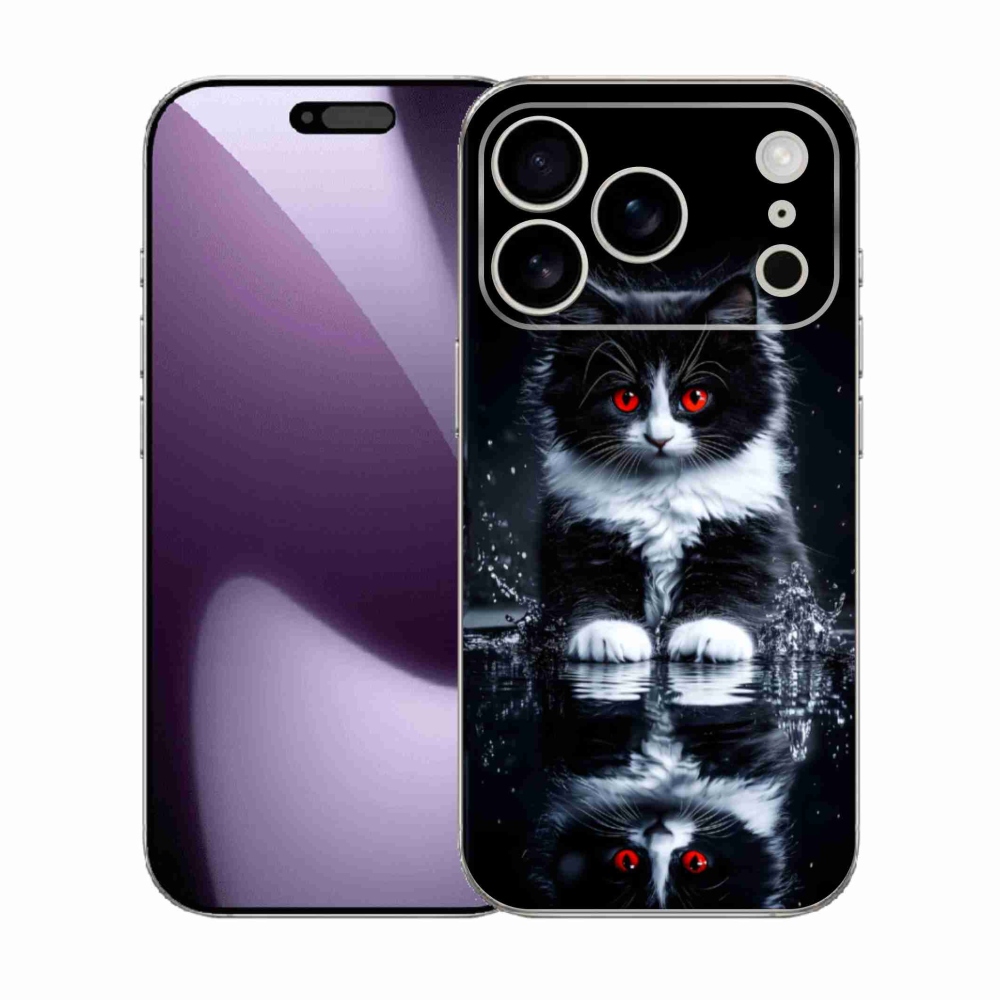 Gélový kryt mmCase na iPhone 17 Pro - čiernobiele mačiatko