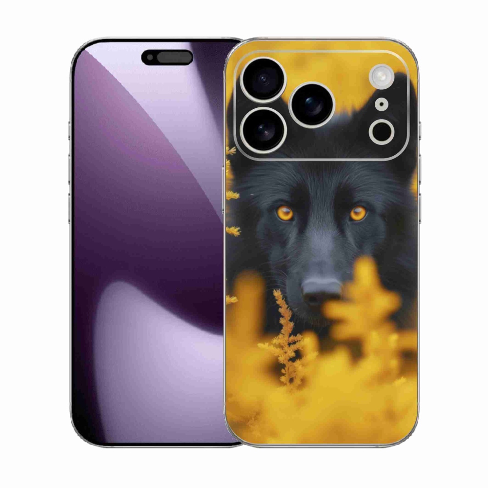 Gélový kryt mmCase na iPhone 17 Pro - čierny vlk 2