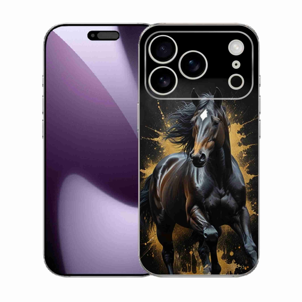 Gélový kryt mmCase na iPhone 17 Pro - elegantný čierny žrebec