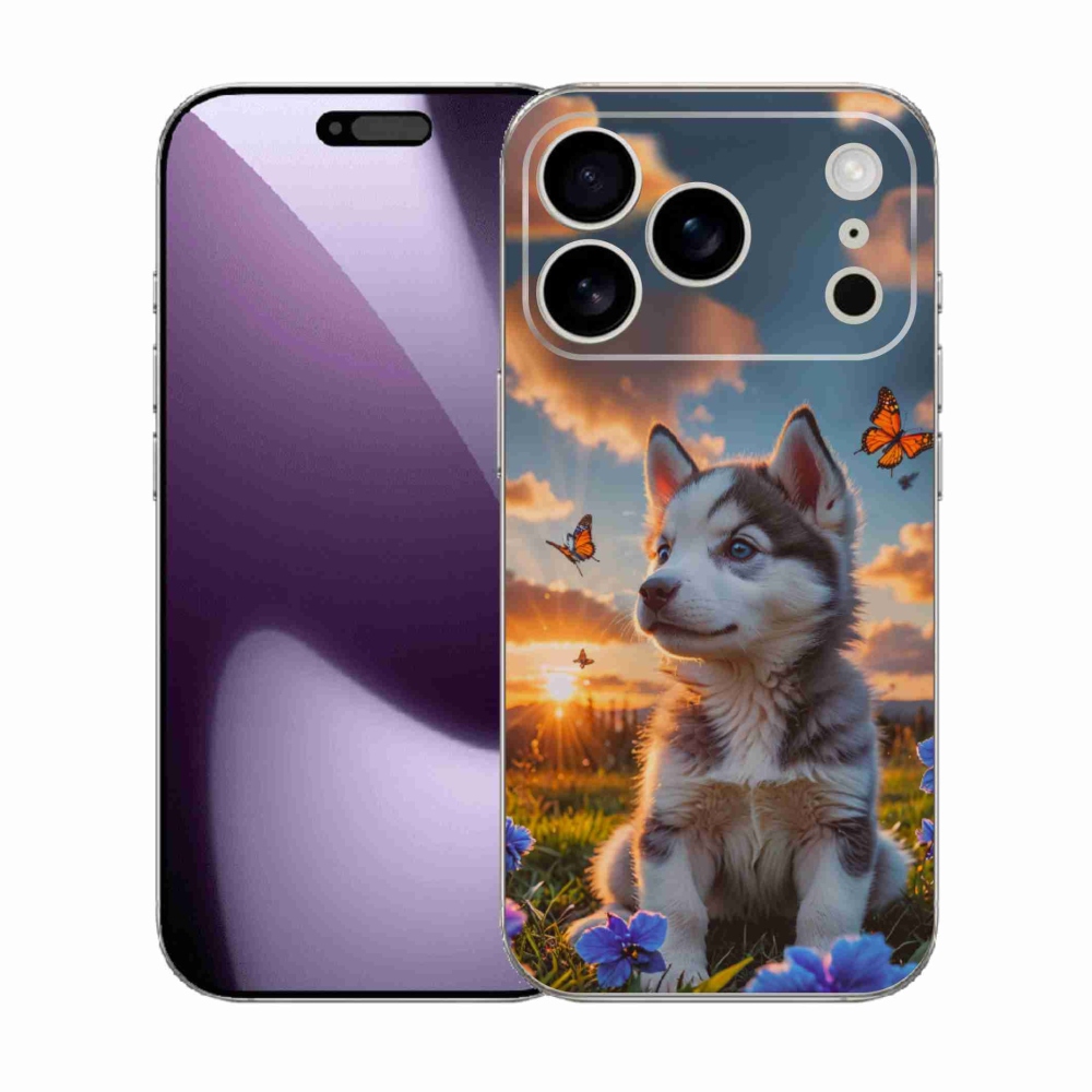 Gélový kryt mmCase na iPhone 17 Pro - husky pri západe slnka