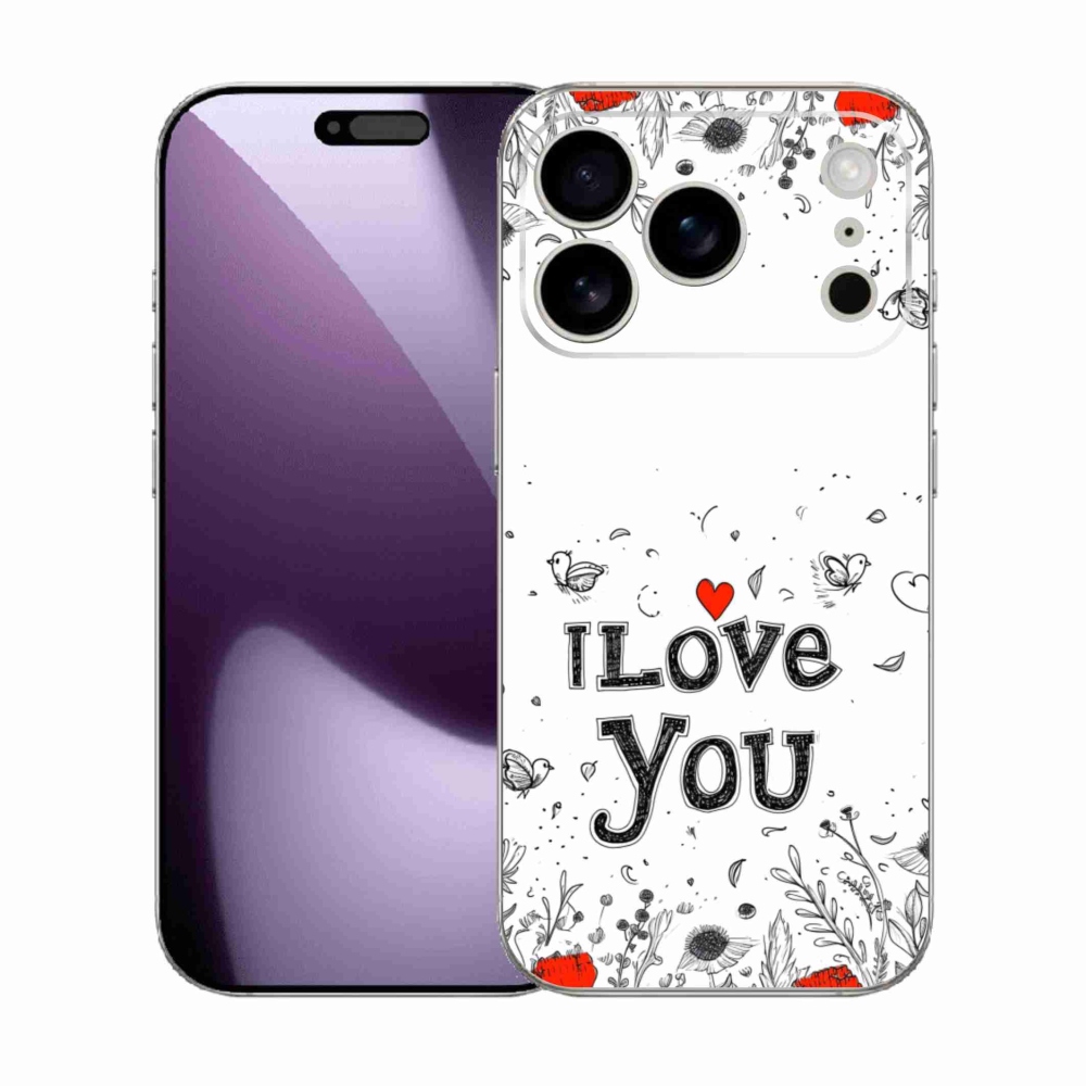Gélový kryt mmCase na iPhone 17 Pro - I love you biele pozadie