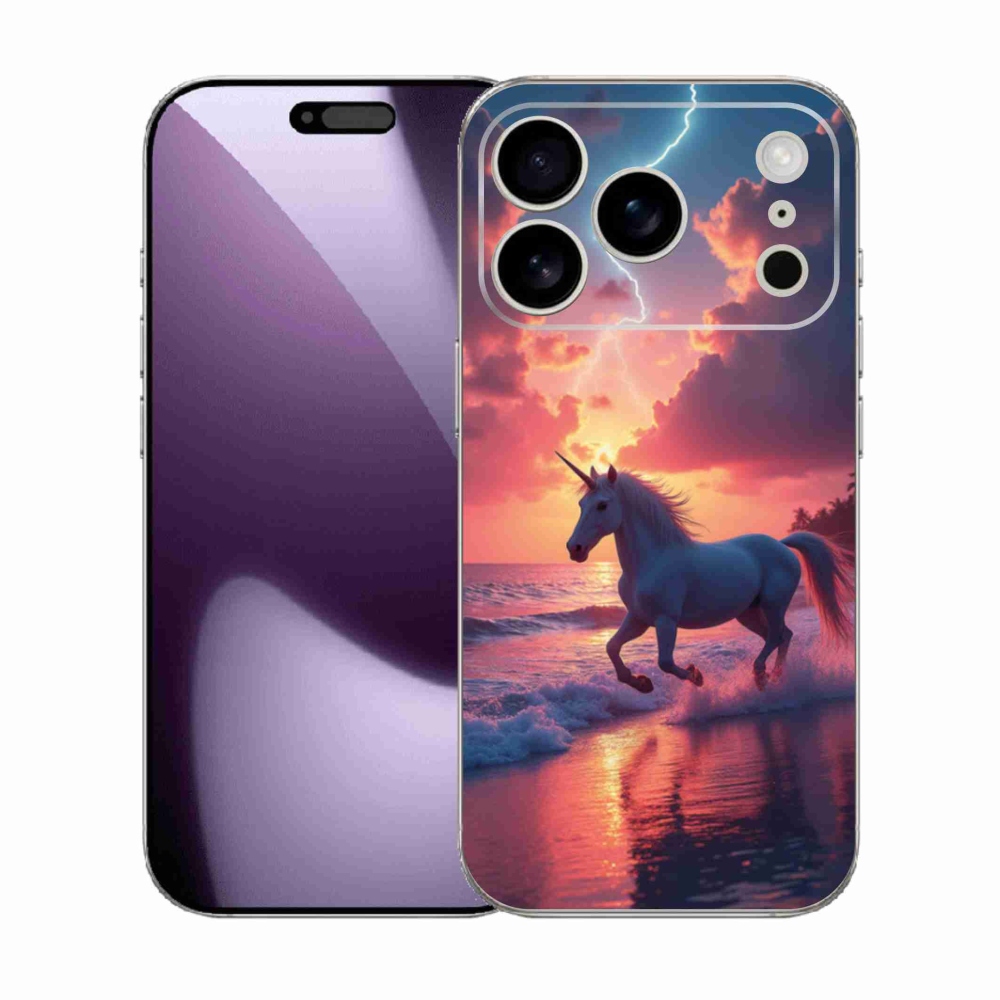 Gélový kryt mmCase na iPhone 17 Pro - jednorožec na pláži