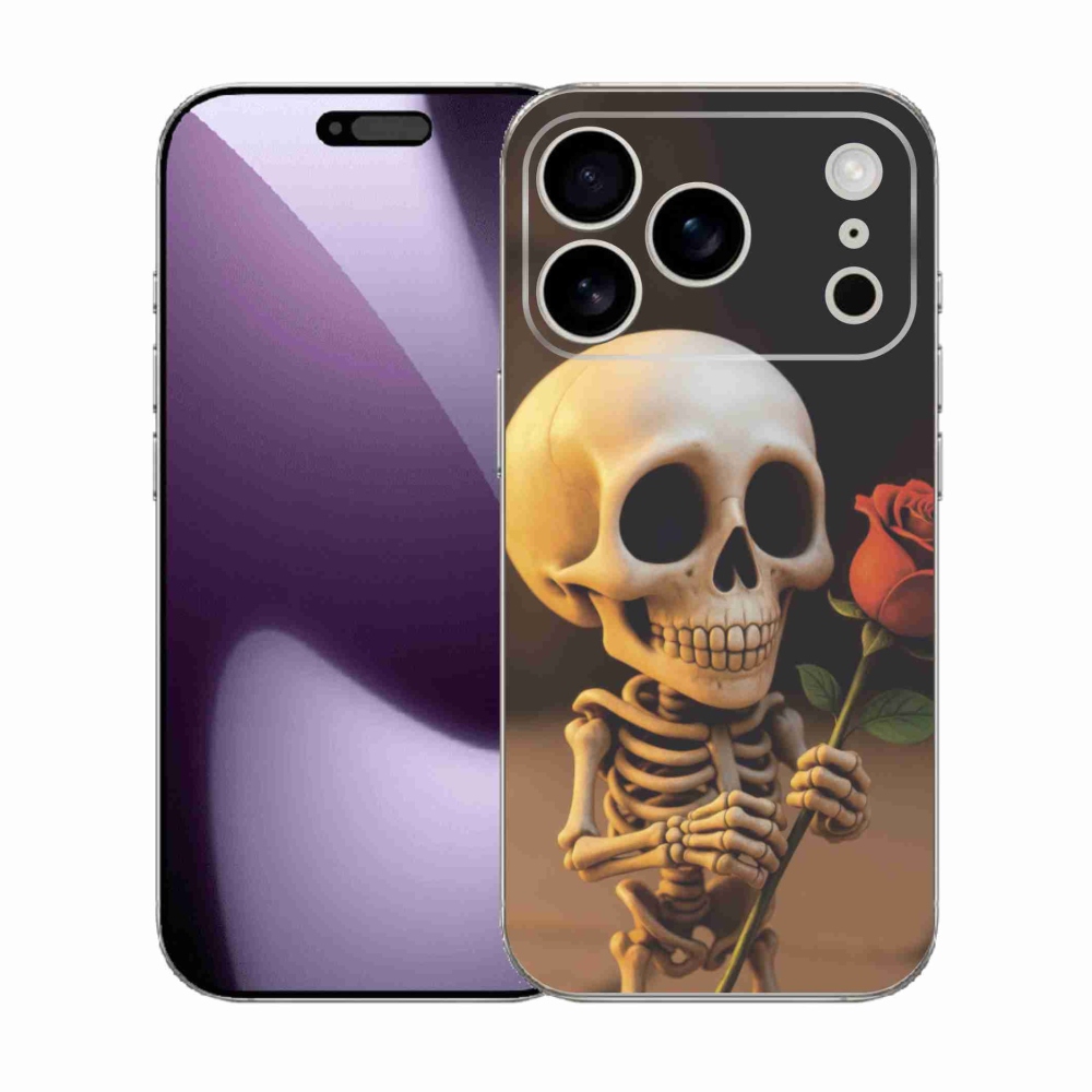 Gélový kryt mmCase na iPhone 17 Pro - kostlivec s ružou