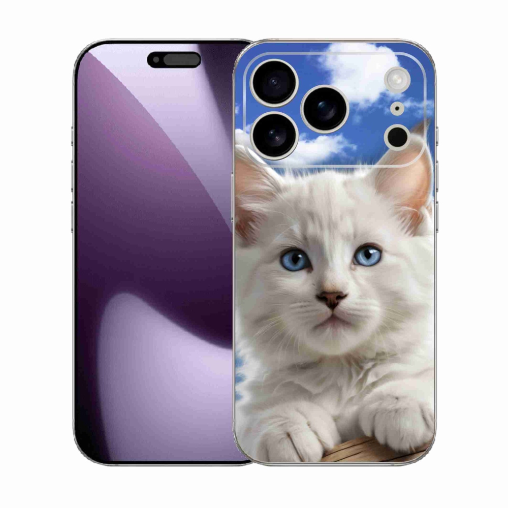Gélový kryt mmCase na iPhone 17 Pro - mačiatko a oblaky