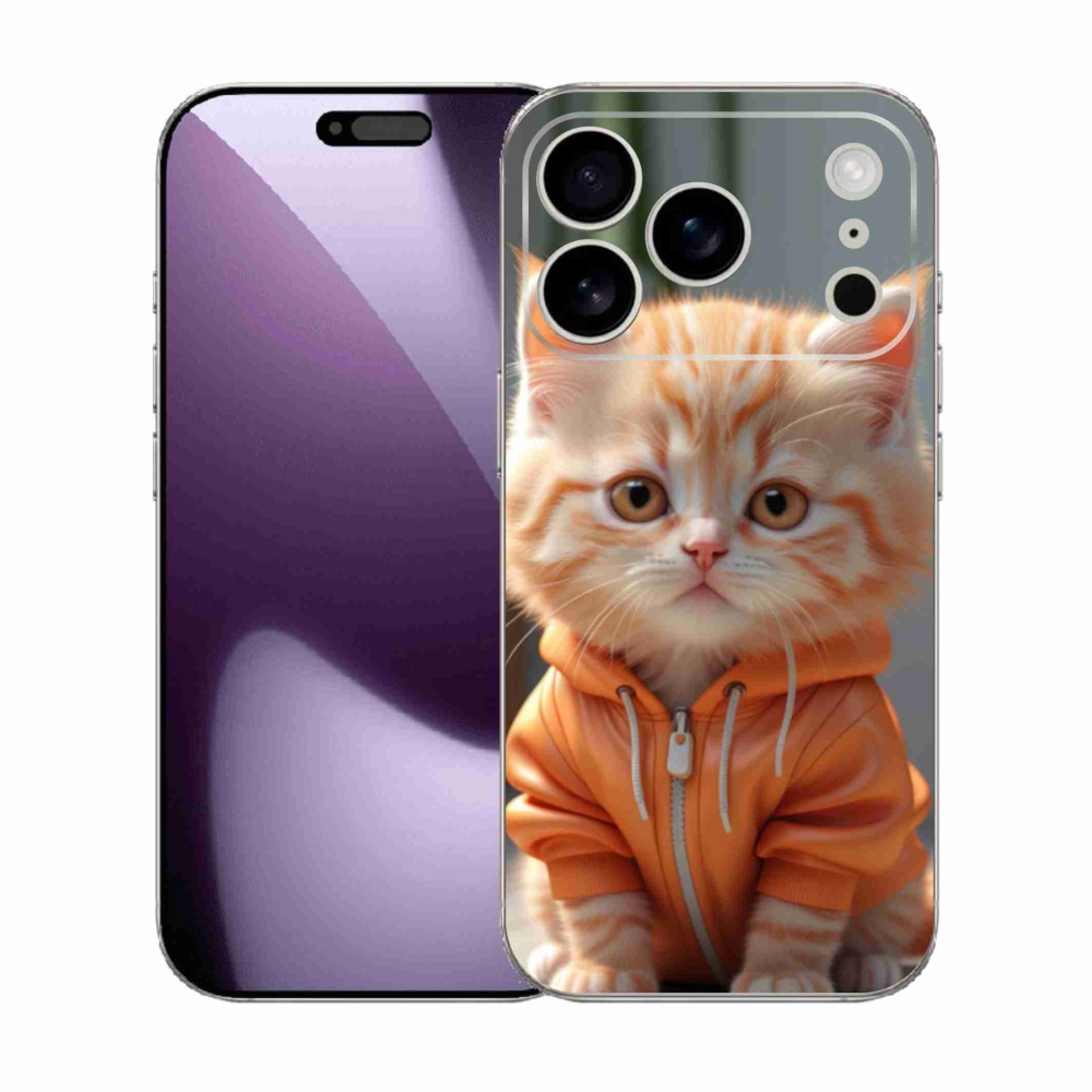 Gélový kryt mmCase na iPhone 17 Pro - mačiatko v mikine
