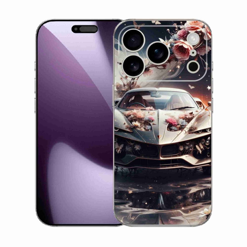 Gélový kryt mmCase na iPhone 17 Pro - kvetinový športový automobil