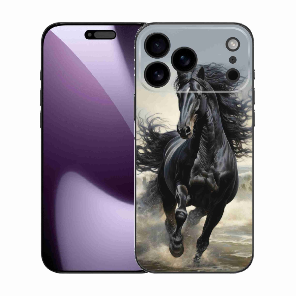 Gélový kryt mmCase na iPhone 17 Pro Max - bežiaci čierny kôň