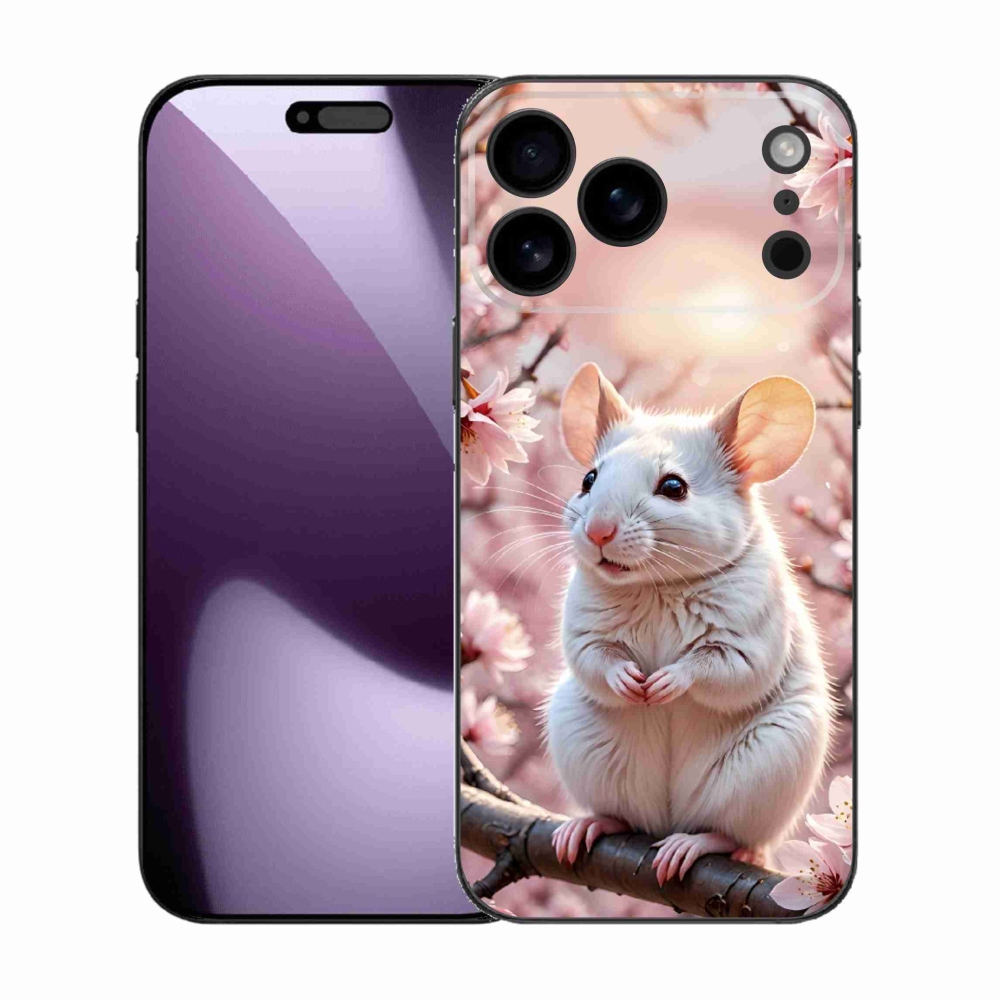 Gélový kryt mmCase na iPhone 17 Pro Max - biela myš na vetve