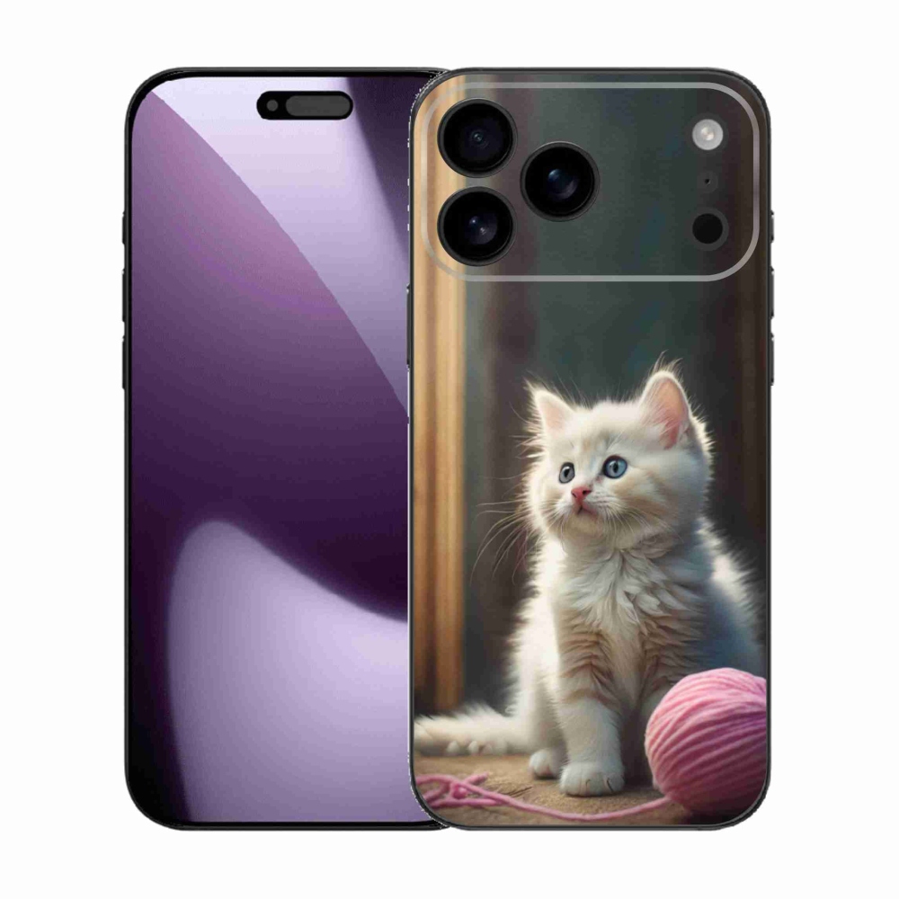 Gélový kryt mmCase na iPhone 17 Pro Max - biele mačiatko 2