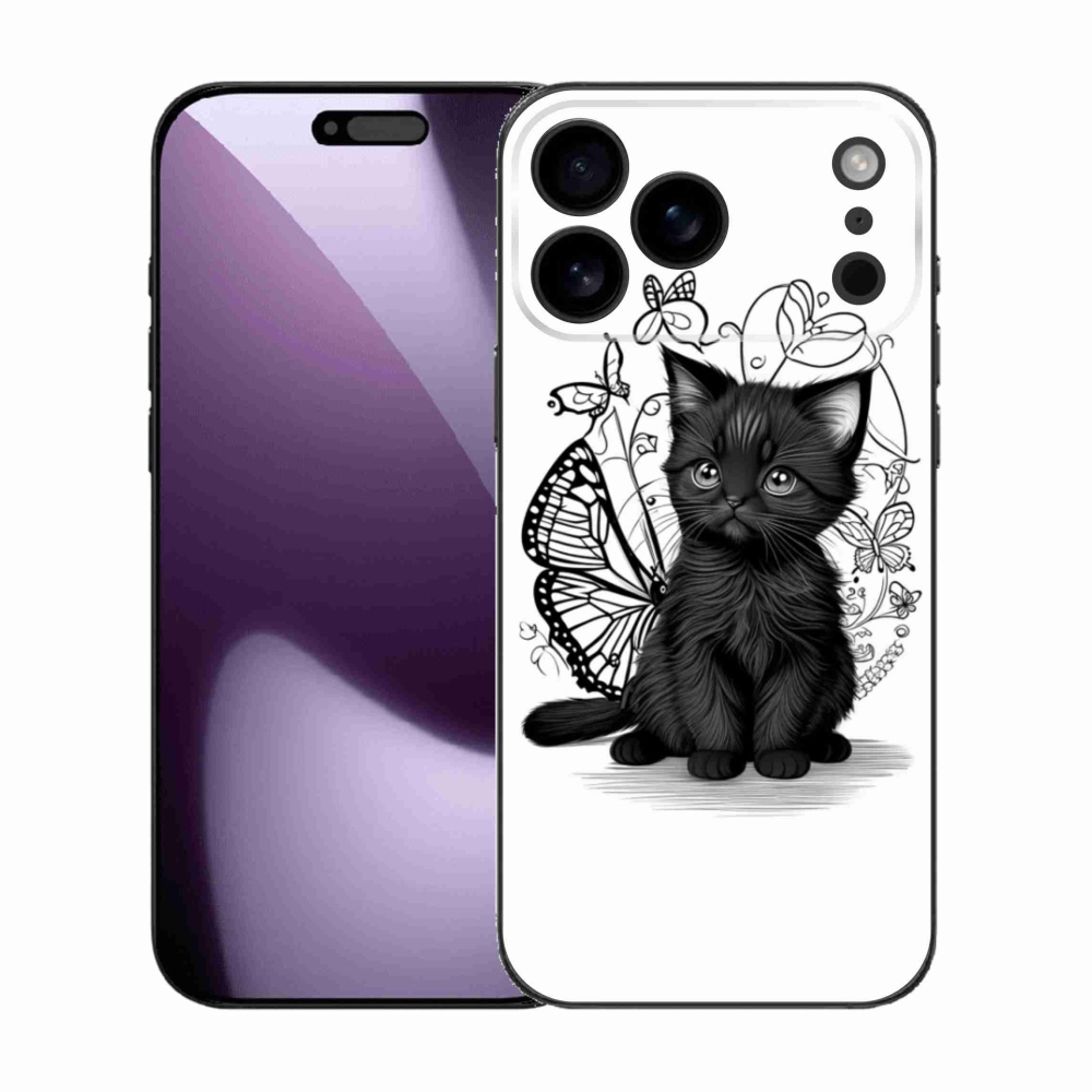 Gélový kryt mmCase na iPhone 17 Pro Max - čierne mačiatko