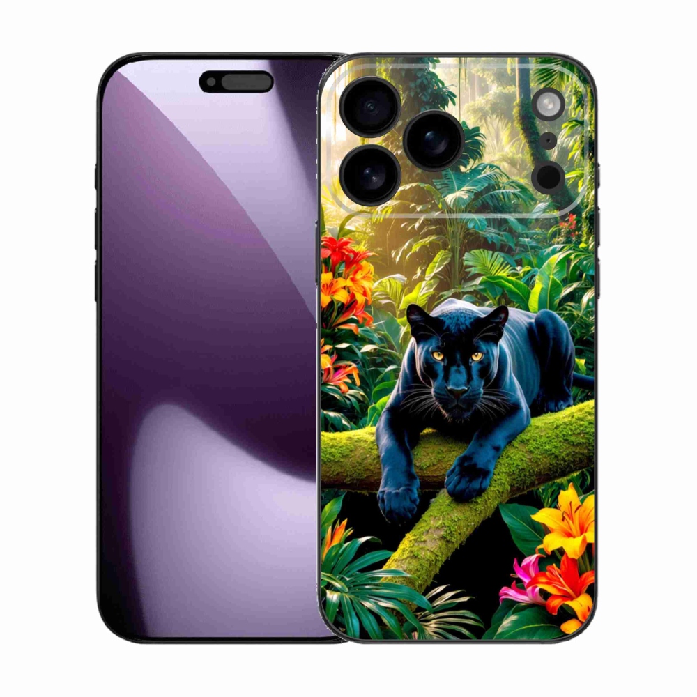 Gélový kryt mmCase na iPhone 17 Pro Max - čierny panter v džungli