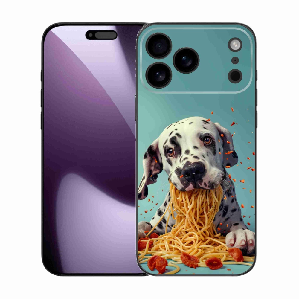 Gélový kryt mmCase na iPhone 17 Pro Max - dalmatín a špagety