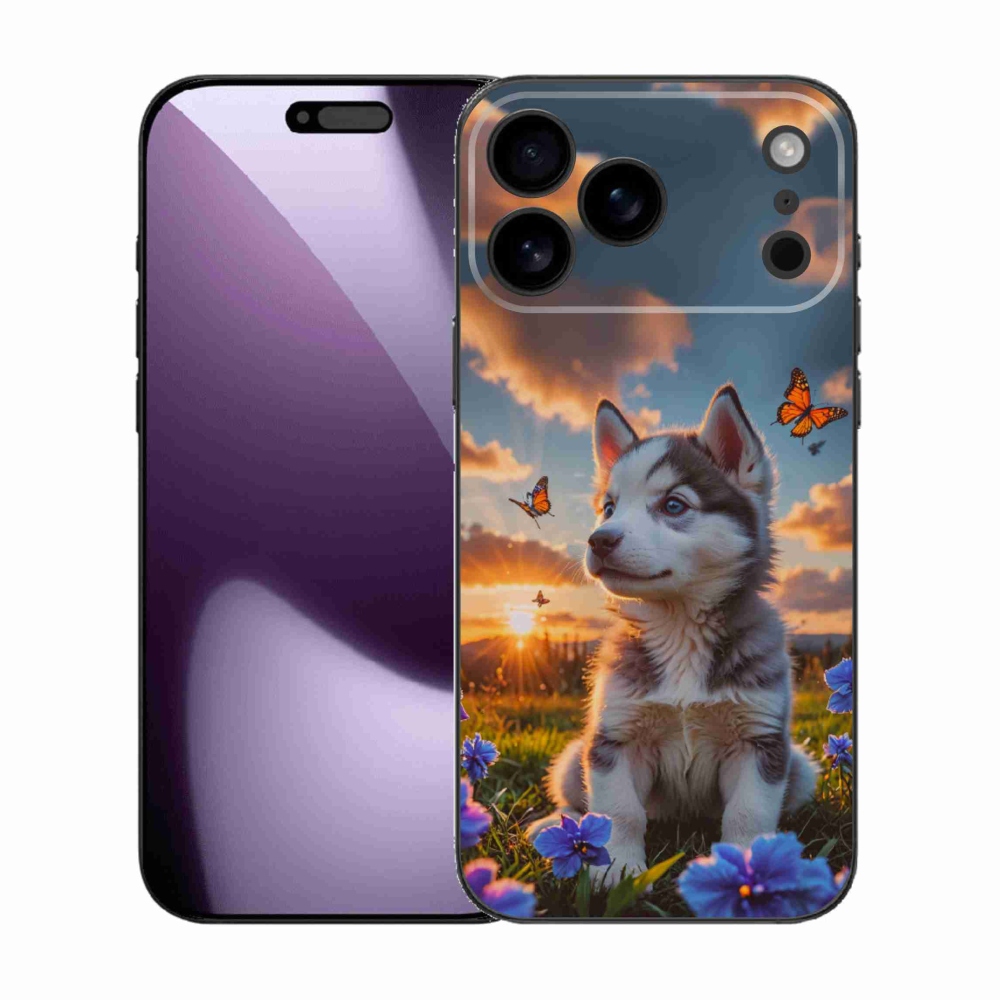 Gélový kryt mmCase na iPhone 17 Pro Max - husky pri západe slnka
